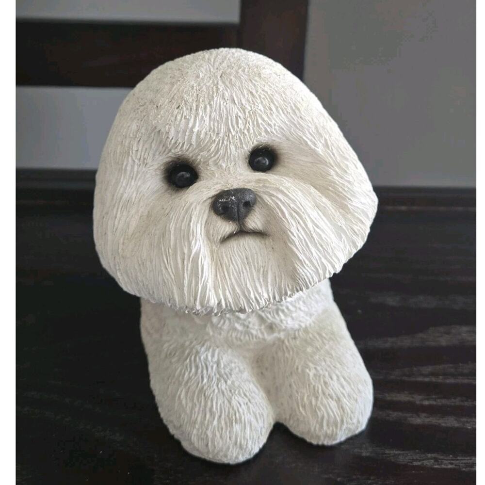 Vintage 1988 Sandicast 127 Bichon Frise White Dog Sandra Brue Figurine Handmade